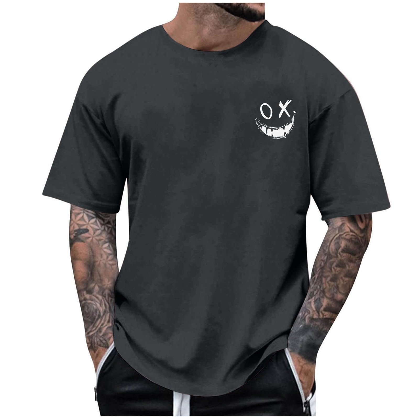 Men's Graphic T-Shirts - Summer Short Sleeve Drop Shoulder Tee - Fashion Printed Hip Hop Streetwear Tops for Casual Wear & Street Style