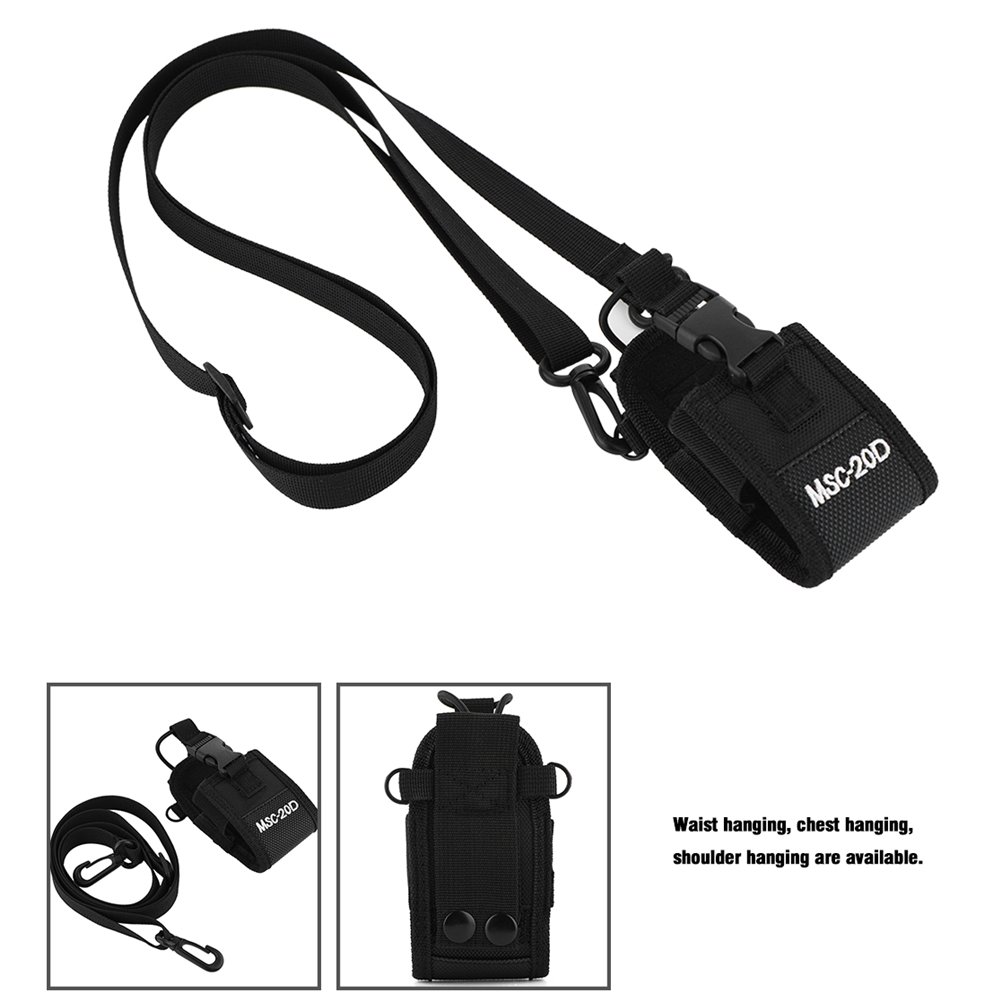 MSC-20D Two Way Radio Holder Holster - Durable Nylon Belt Clip Case with Adjustable Shoulder Strap for Walkie Talkie - Perfect for Construction, Security, and Outdoor Activities
