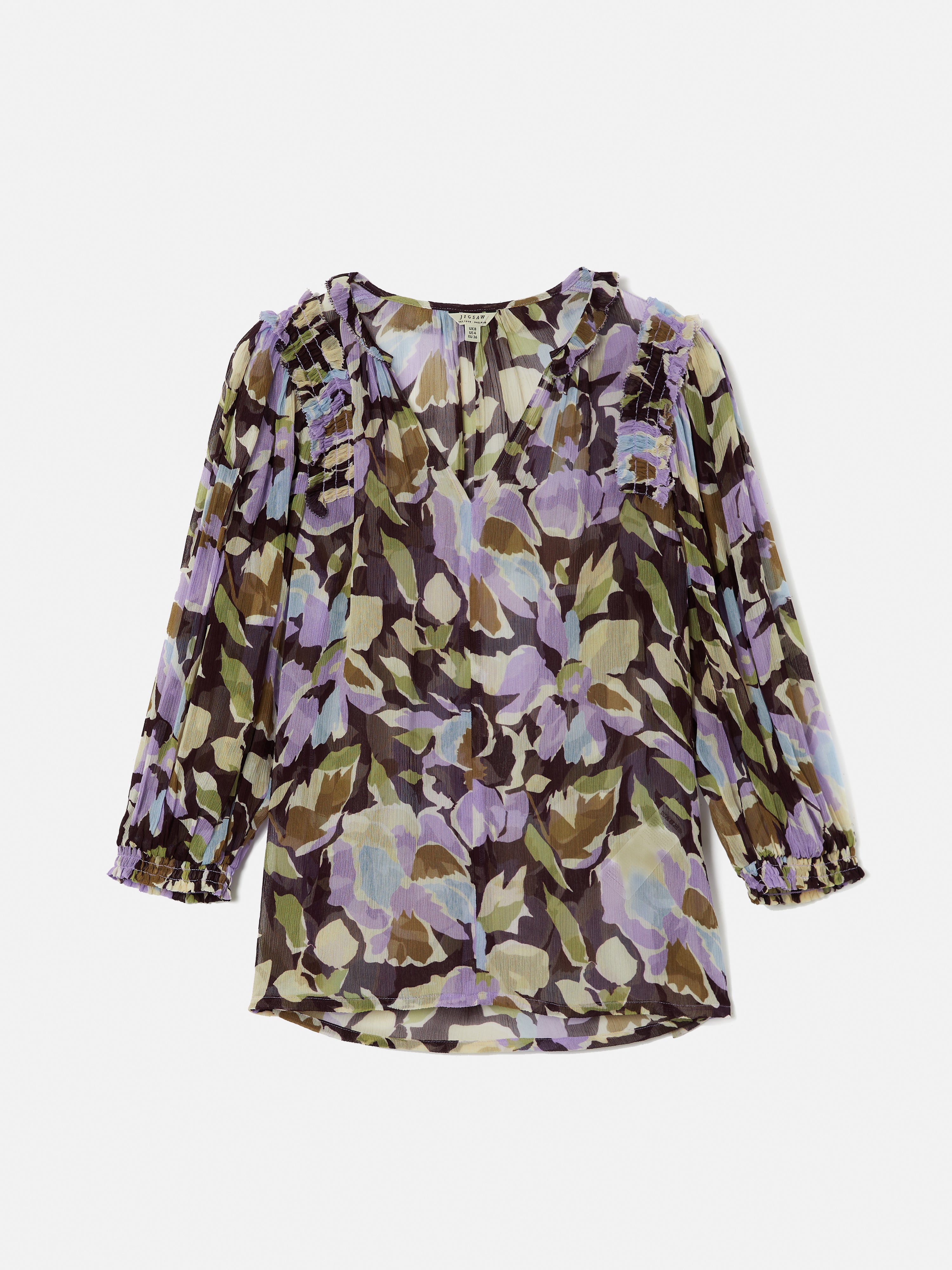 Floral Crinkle Top for Women - Soft Lilac Pansy Print Blouse | Perfect for Spring Outfits, Casual Wear & Boho Style