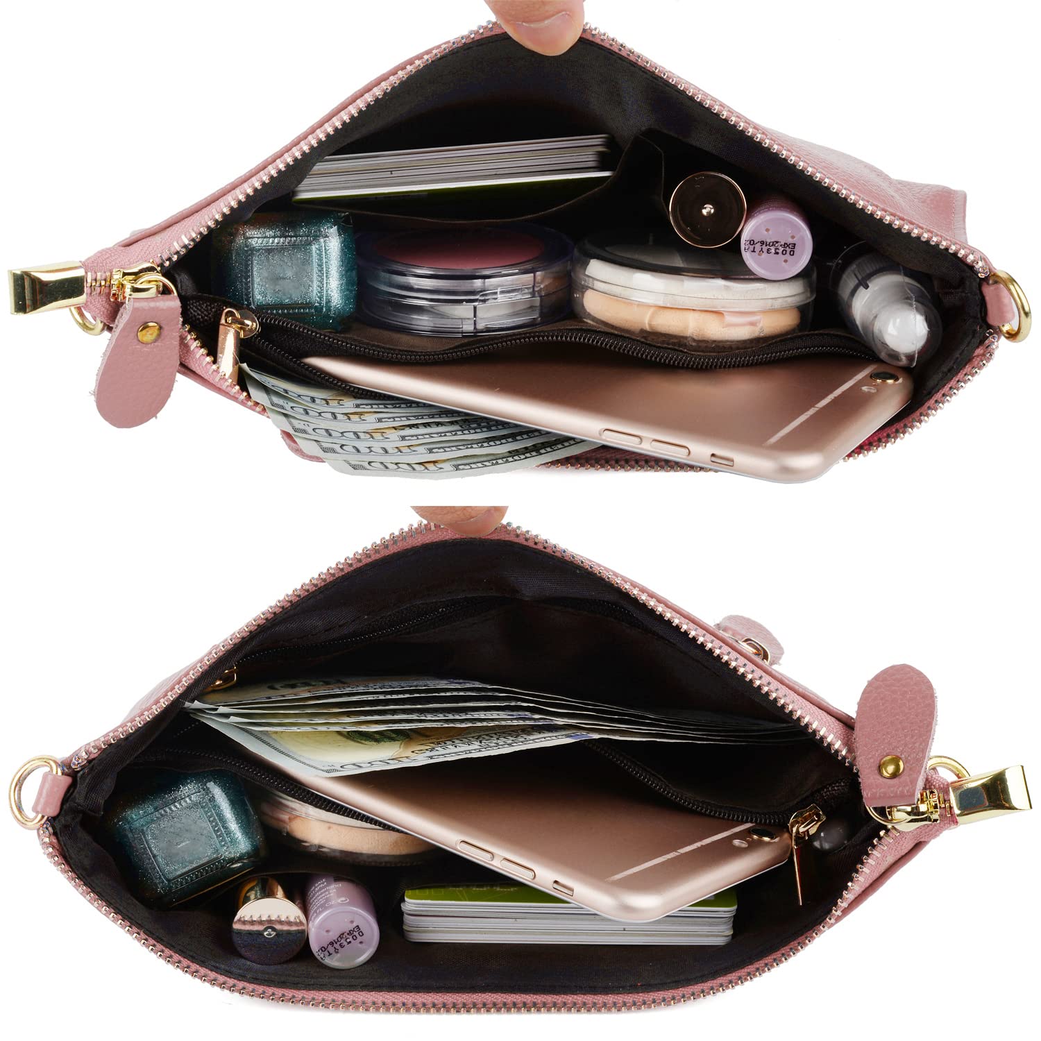 YALUXE Genuine Leather Crossbody Bag for Women - Phone Wallet Purse for Daily Use