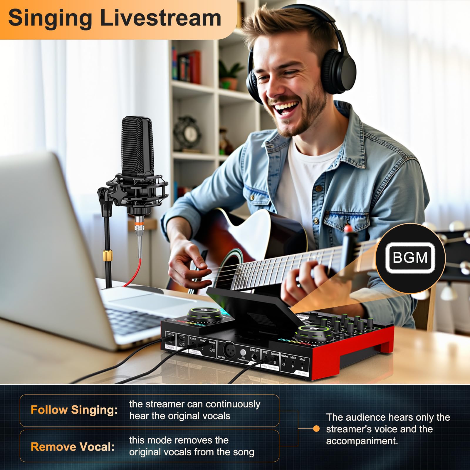 Professional Podcast Microphone Bundle with Live Sound Card & Audio Mixer – Condenser Mic for PC/Phone Streaming, Gaming, Singing – Includes Voice Changer & Noise Reduction – Perfect for Home Studios, YouTube, Twitch & Podcasting