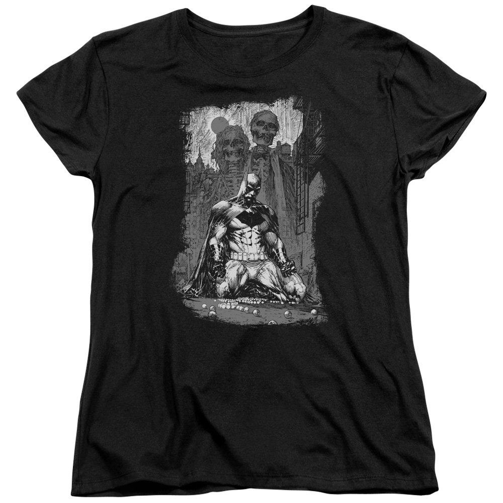 Batman Women's Sketchy Shadows Graphic T-Shirt - Superhero Fashion for Casual Wear & Comic Con Outfits