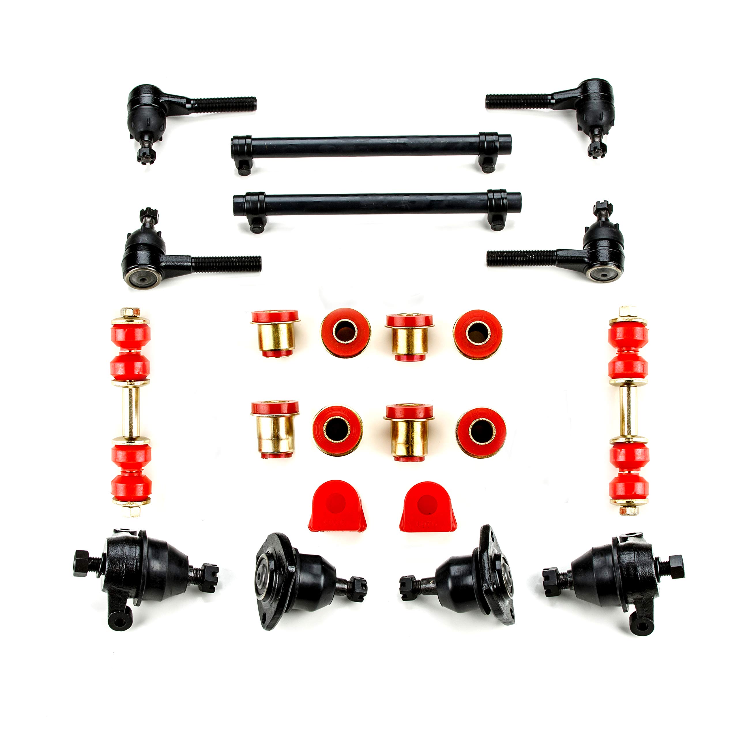 High-Performance Red Polyurethane Suspension Rebuild Kit for Chevrolet Corvette - 22-Piece Set with OEM Spec Bushings & Components | Front End Replacement Parts for Smooth Ride & Enhanced Handling