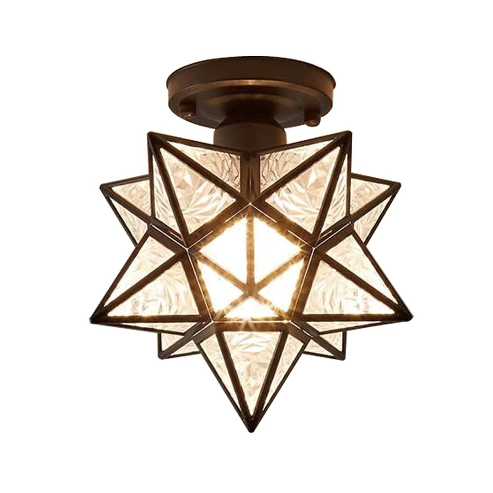 Star Ceiling Light Fixture - Clear Glass Transparent Chandelier for Living Room, Bedroom, Restaurant & Bar | Modern Gold Lighting Shade for Corridor, Aisle & Door Decor | Romantic Ambiance & Home Lighting Solution