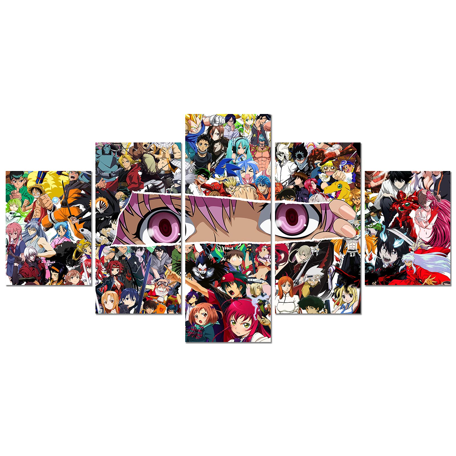 KAIWALK Anime Crossover Canvas Wall Art - Unframed Anime Characters Poster Print for Living Room Decor - Perfect Gift for Anime Fans & Boys Bedroom - Great for Home, Office & Game Room Decor