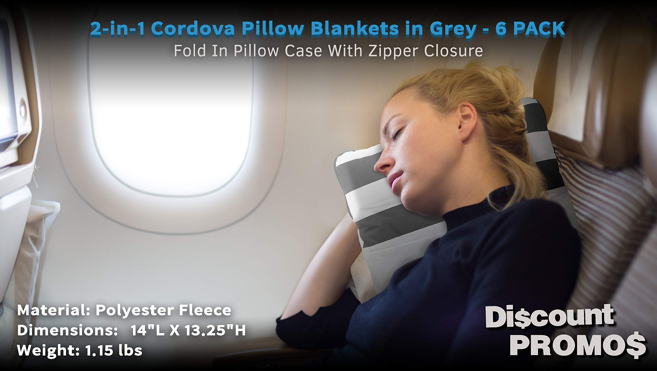 2-in-1 Cordova Pillow Blanket Set with Front Pocket - Ultra Soft Fleece Blanket & Pillow Combo in Grey - Perfect for Travel, Camping, and Cozy Home Use