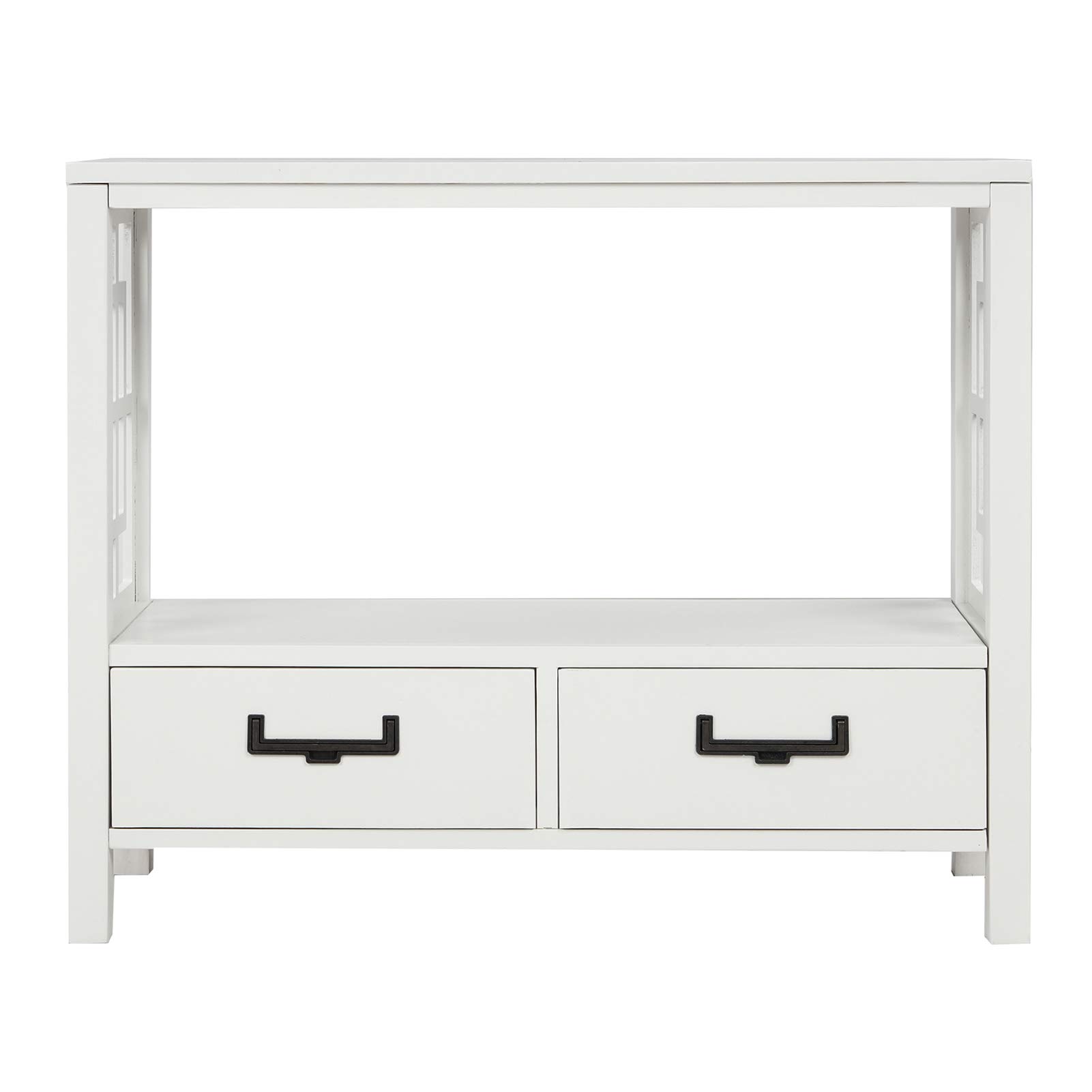 Modern Farmhouse Entryway Console Table with 2 Drawers - Narrow Sofa Table for Hallway, Living Room & Bedroom - White Wooden Storage Furniture for Home Decor