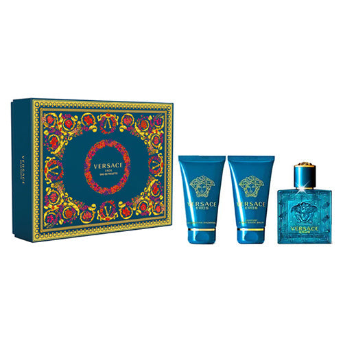 Versace Eros 3-Piece Cologne Gift Set for Men - Eau de Toilette Spray, After Shave & Body Lotion - Perfect for Valentine's Day, Anniversary & Birthday Gifts