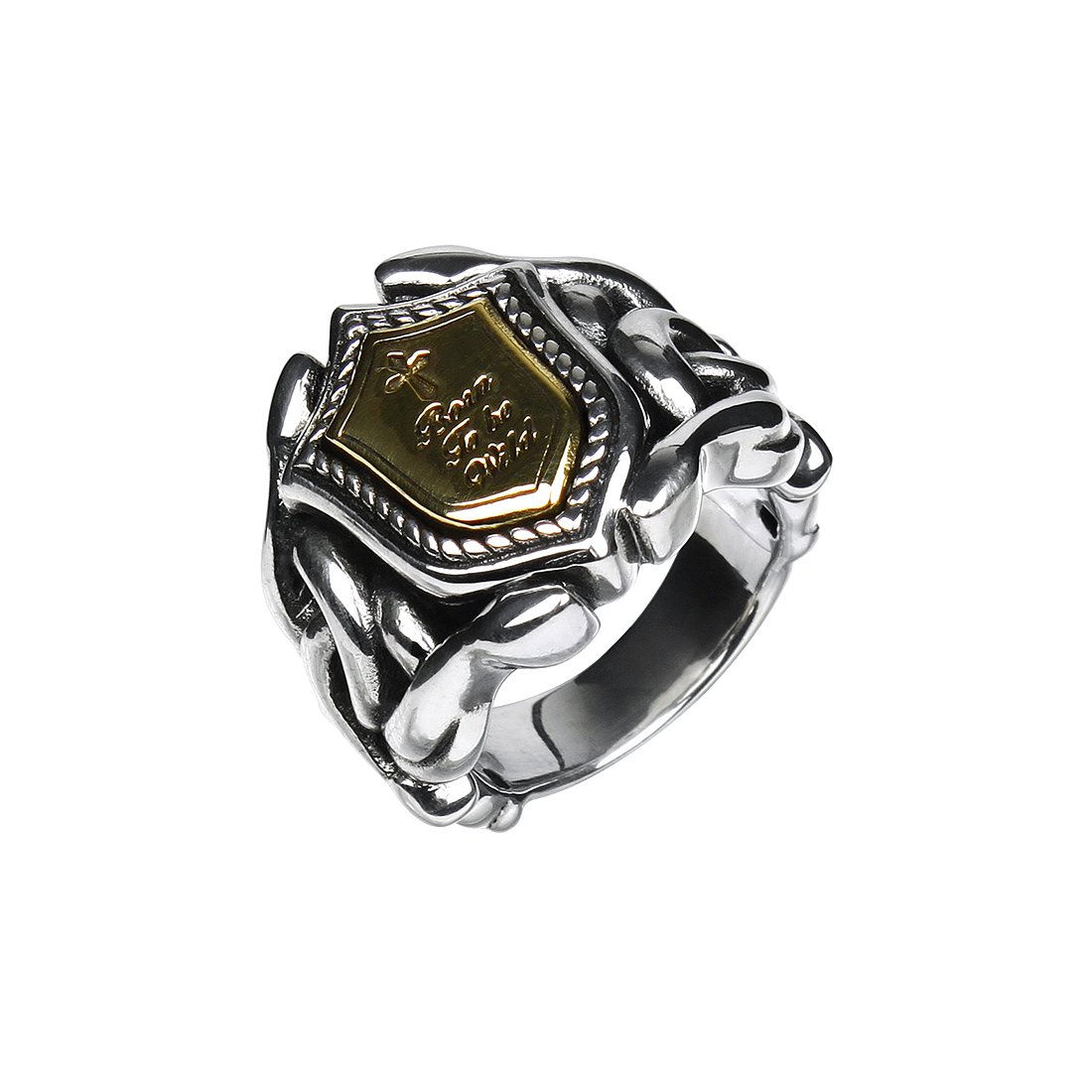 Rock & Ride Golden Shield Vintage Handmade S925 Sterling Silver Ring for Men & Women - Perfect for Gifts, Weddings, and Everyday Fashion