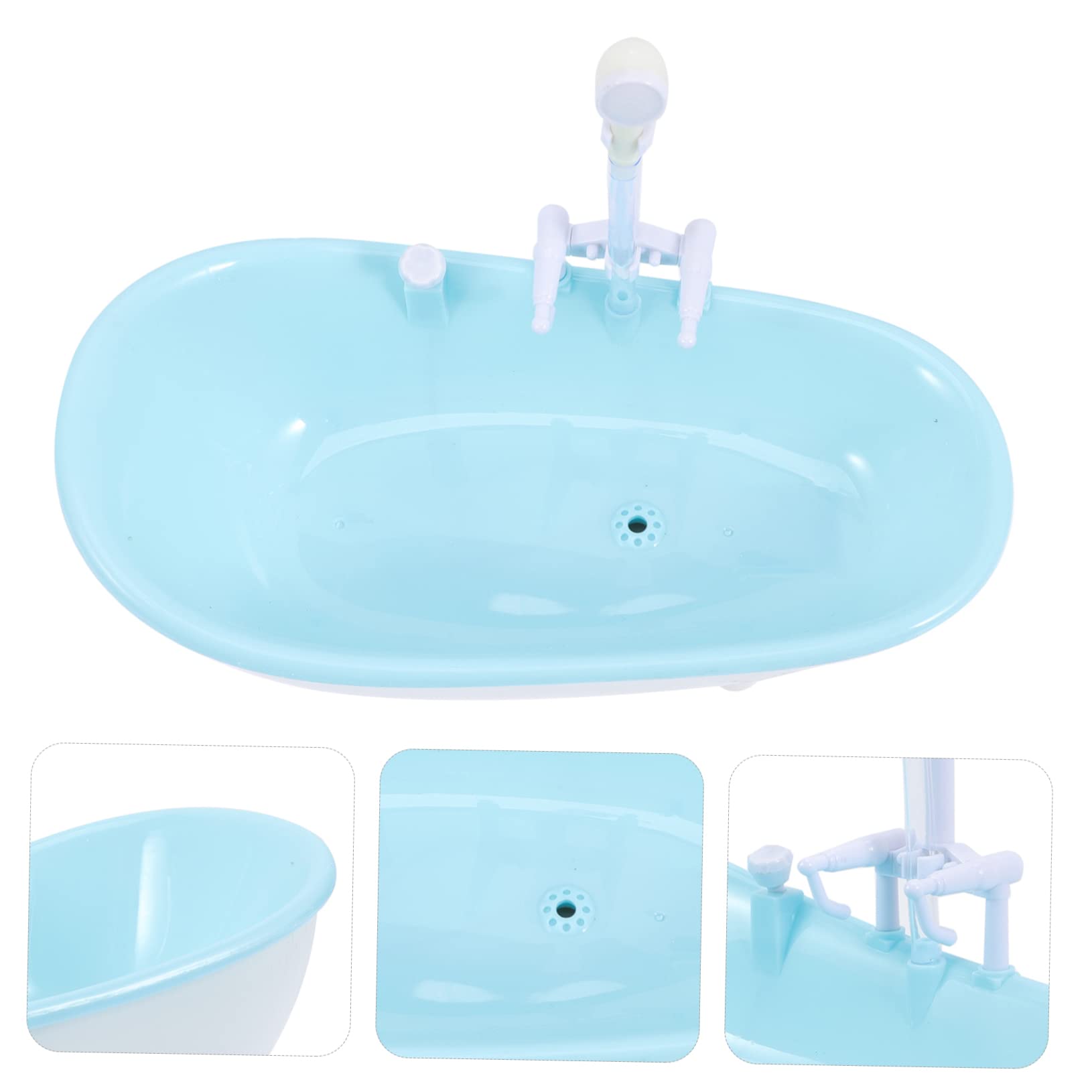 HEMOTON 4pcs Mini Bathtub Toy Set - Sky Blue Plastic Bathroom Figurines, Cute Bathtub Baby Dolls for Kids Bath Time Fun | Perfect for Toddler Bath Play, Sensory Toys & Nursery Decor