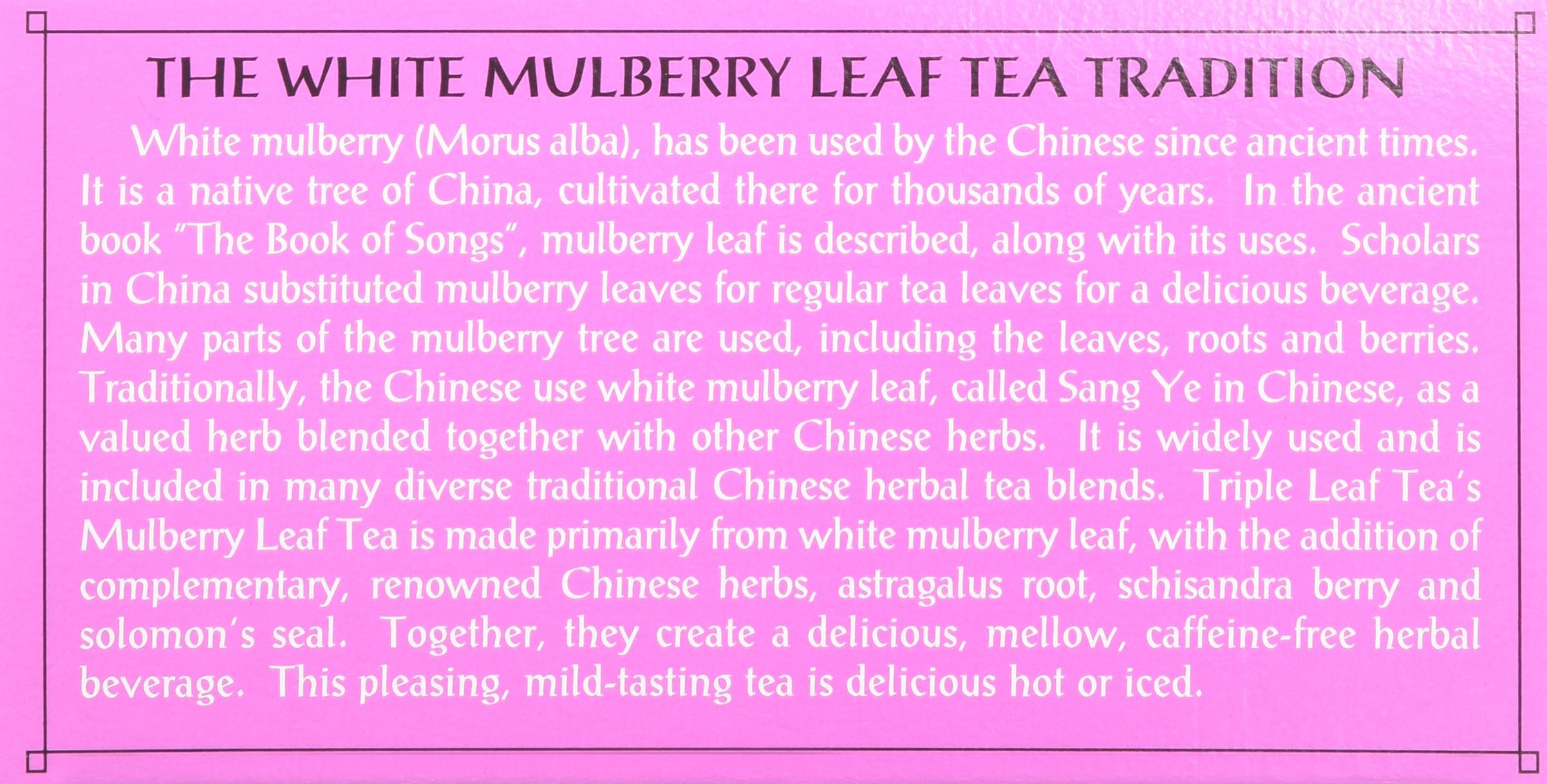 Triple Leaf Tea Bags - Organic Mulberry Leaf Herbal Tea - 20 Count - Supports Healthy Blood Sugar & Relaxation - Perfect for Afternoon Tea or Evening Relaxation