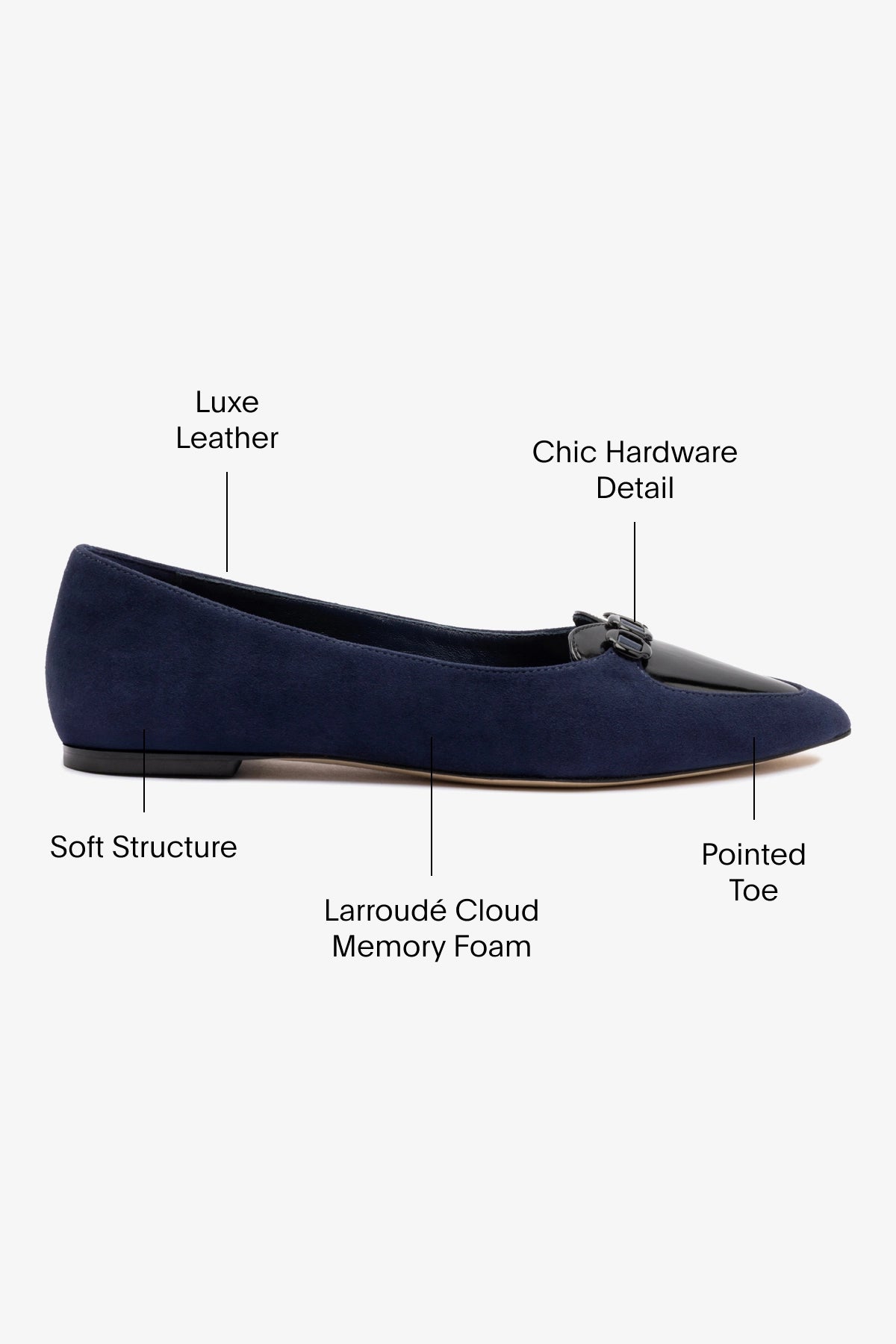Audrey Flat Shoes for Women - Navy Blue Suede Loafers - Comfortable & Stylish Slip-Ons for Casual Wear, Office & Travel