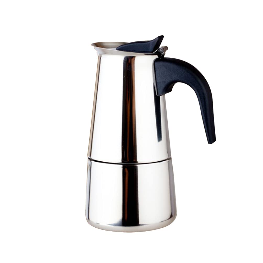IMIKEYA Stainless Steel Stovetop Espresso Maker - Italian Mocha Coffee Pot for Latte & Espresso - 100ml Compact Size for Home & Office Use - Perfect for Camping, Travel & Gifts