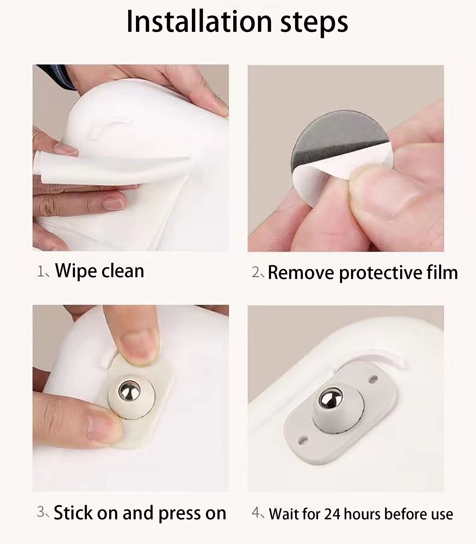 4 Pack White Mini Self-Adhesive Caster Wheels with Stainless Steel Ball Bearings - Universal Sliding Wheels for Coffee Tables, Furniture, Luggage & Appliances - Smooth Gliding for Easy Mobility