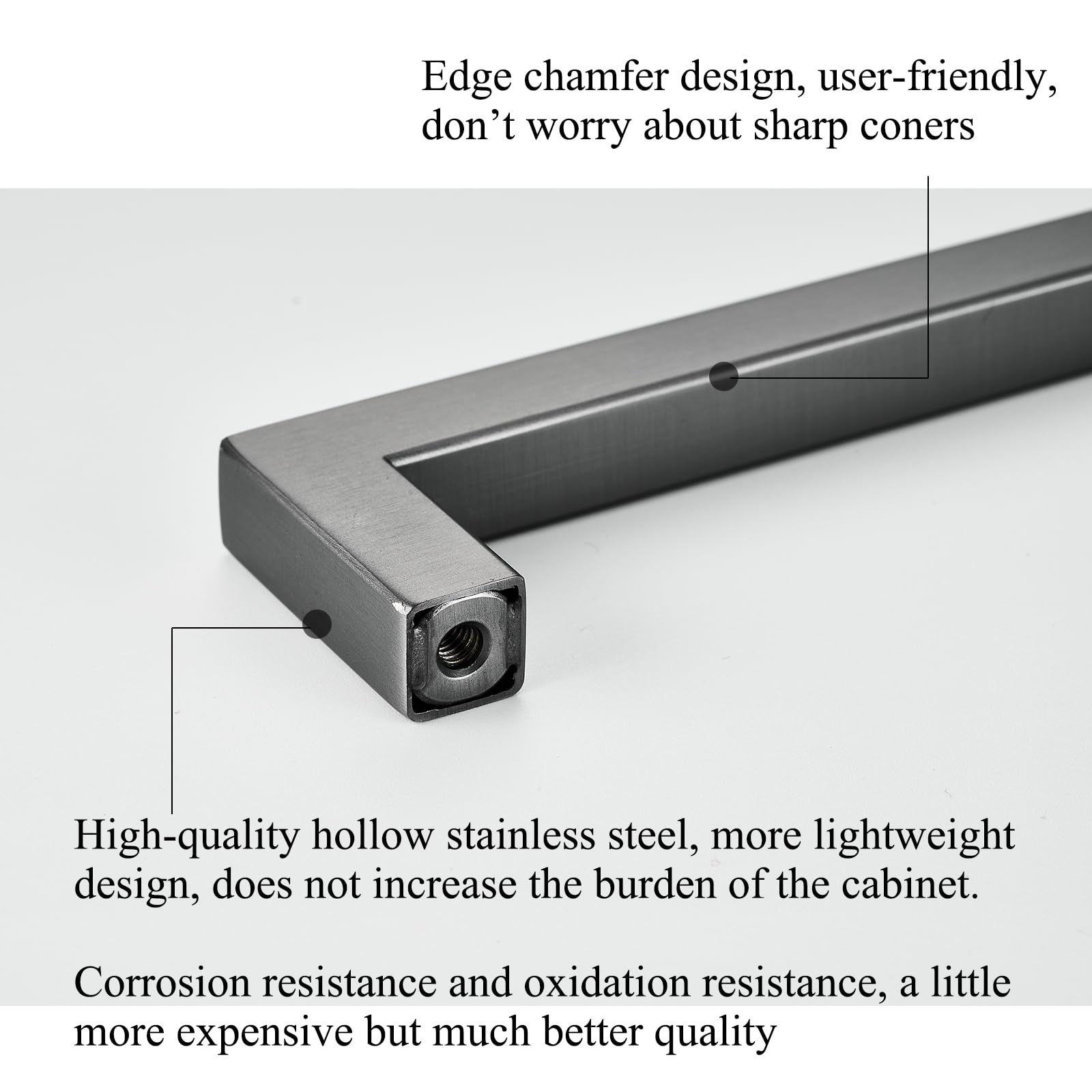 30 Pack 8 Inch Square Cabinet Handles - Stainless Steel Drawer Pulls in Ancient Grey for Kitchen, Bathroom, Bedroom & Cupboard | Modern Dresser Hardware for Cabinets, Drawers & Furniture