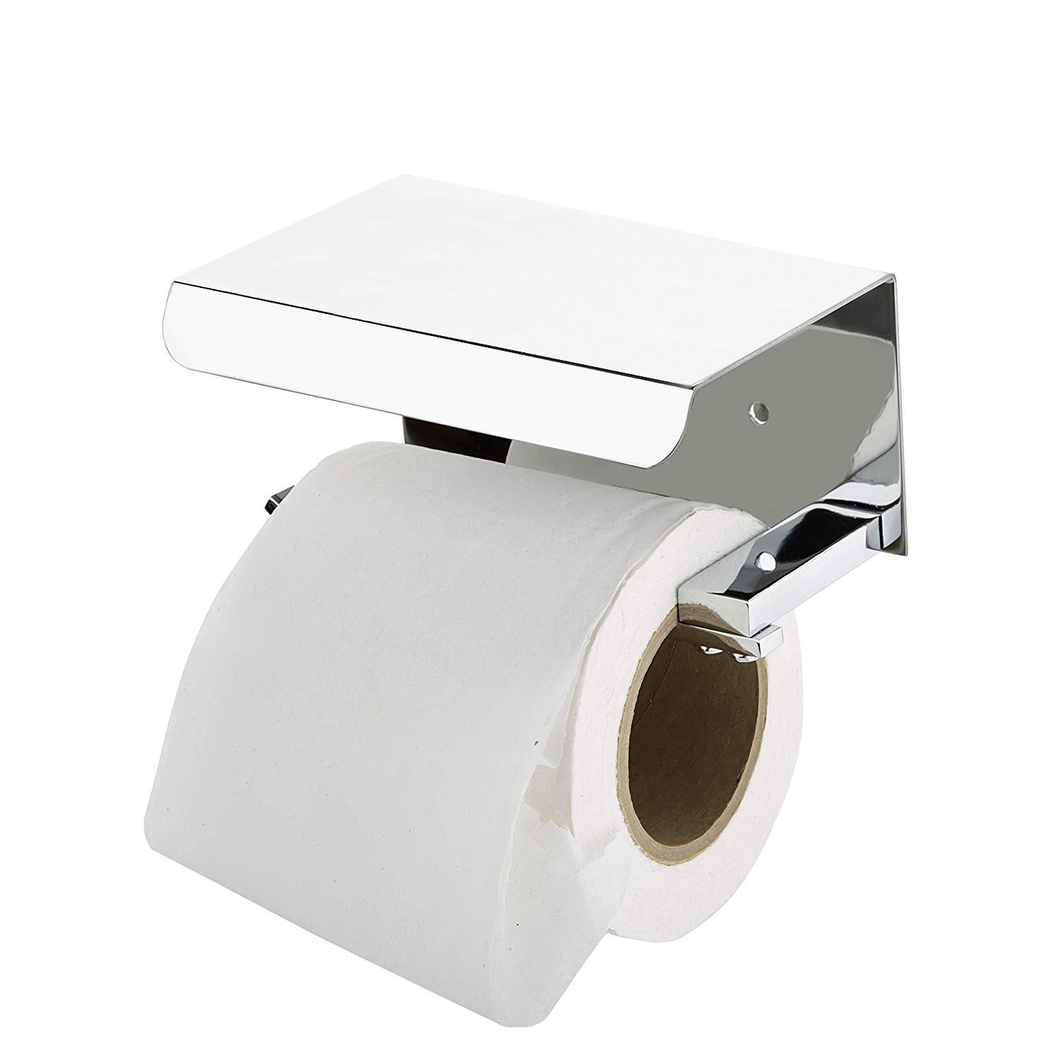 Plantex Platinum 304 Stainless Steel Toilet Paper Holder with Mobile Stand - Chrome Bathroom Accessory for Home, Office & RV Use