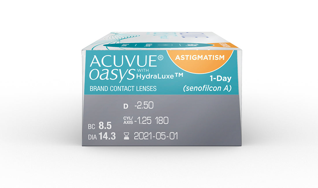 Acuvue Oasys 1-Day Toric Contact Lenses (30 Pack) - Daily Disposable for Astigmatism - Comfortable & Moisturizing for All-Day Wear - Perfect for Active Lifestyles & Sports