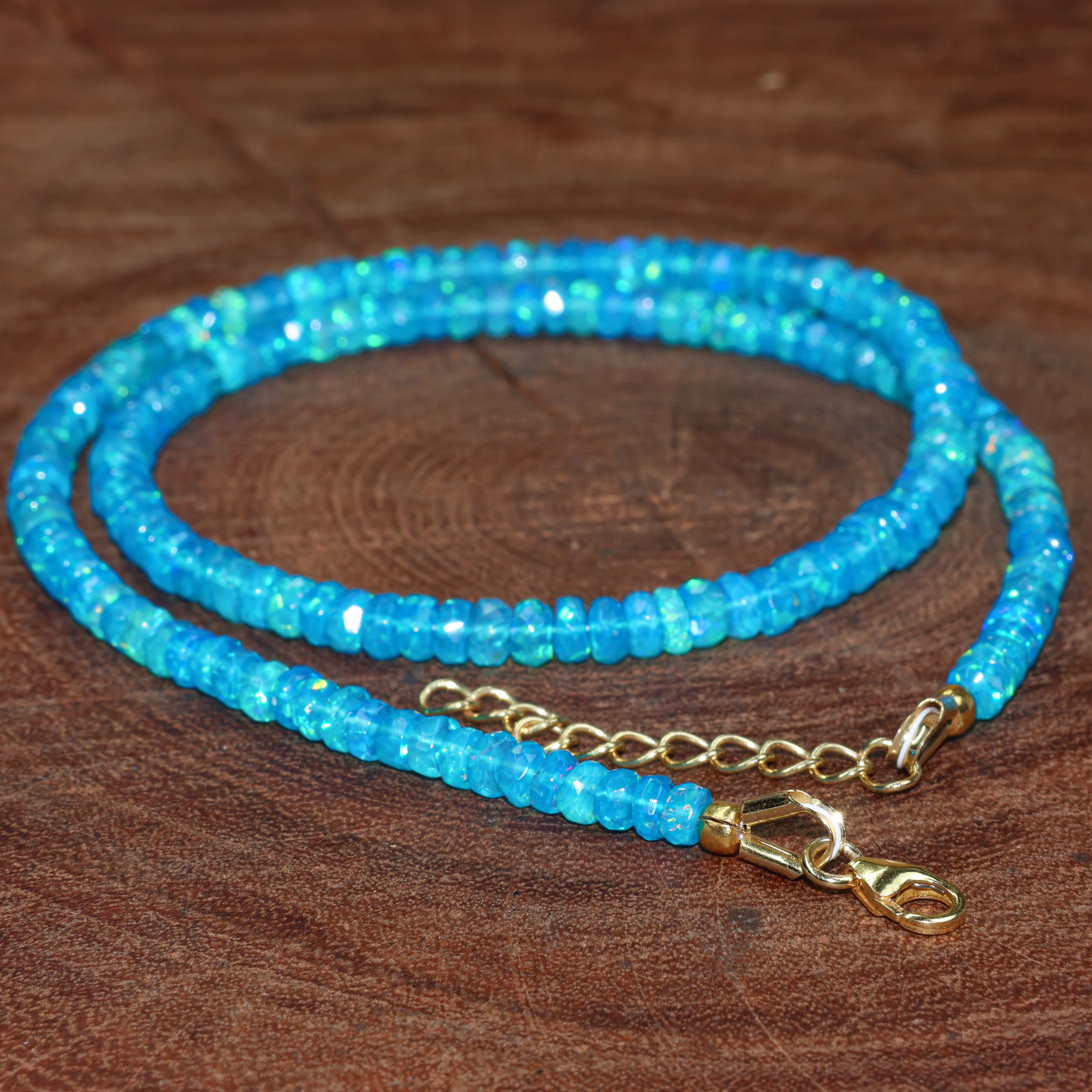 Paraiba Opal Beaded Necklace for Women - Elegant Handmade Jewelry Gift for Birthday, Anniversary & Special Occasions