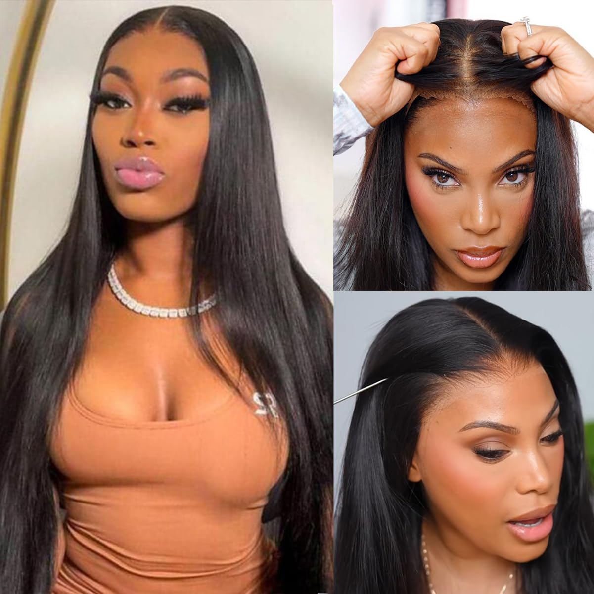 9x6 Glueless Wear and Go Human Hair Wig - Pre Plucked, Pre Cut Straight Lace Front with Bleached Knots | 200% Density Brazilian Virgin Hair | 22 Inch | Perfect for Daily Wear, Parties & Special Occasions
