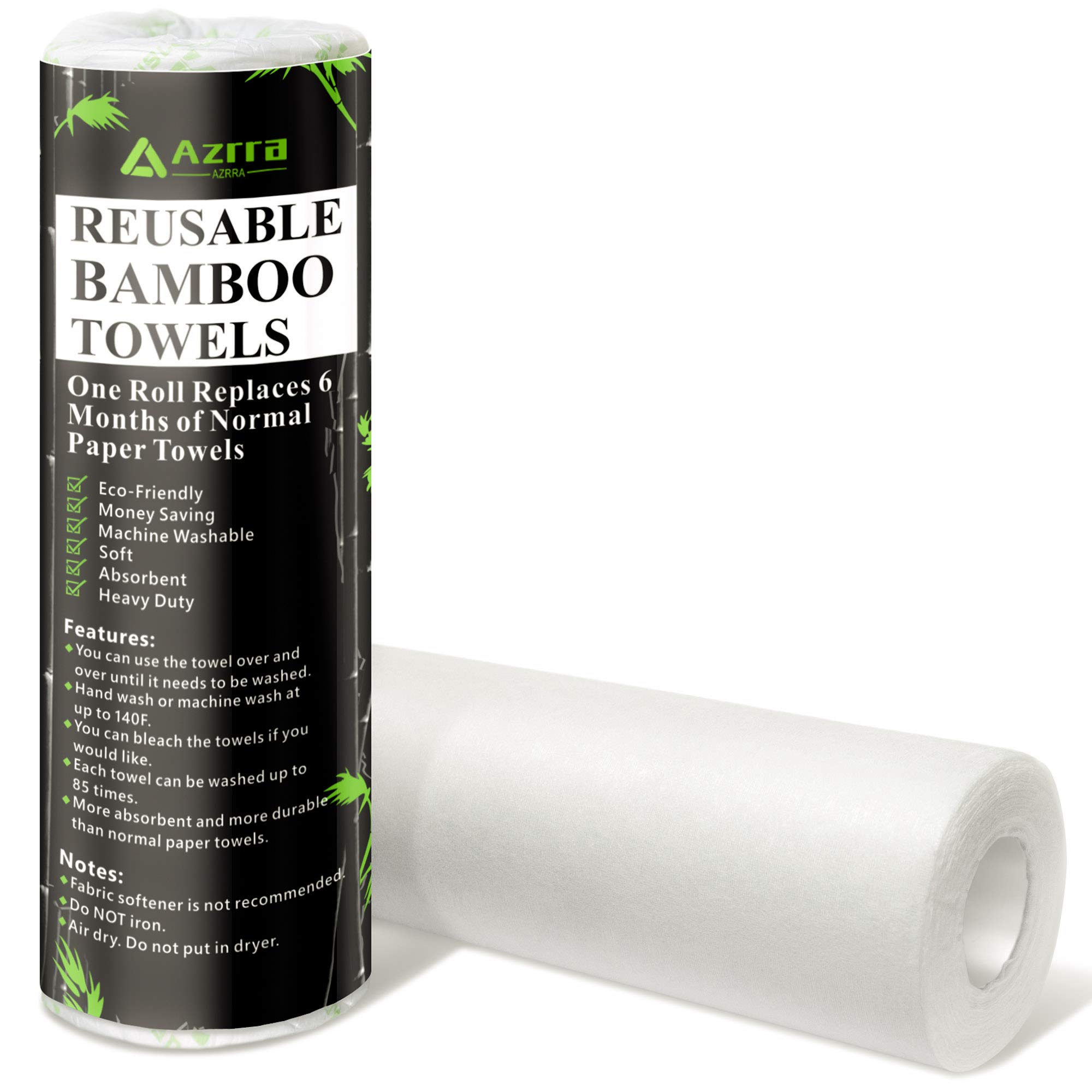 Eco-Friendly Bamboo Reusable Paper Towels - 30 Sheets/Roll, Zero Waste & Machine Washable Kitchen Towels | Sustainable Alternative to Disposable Paper Towels for Cleaning, Spills & Everyday Household Use (1 Roll)