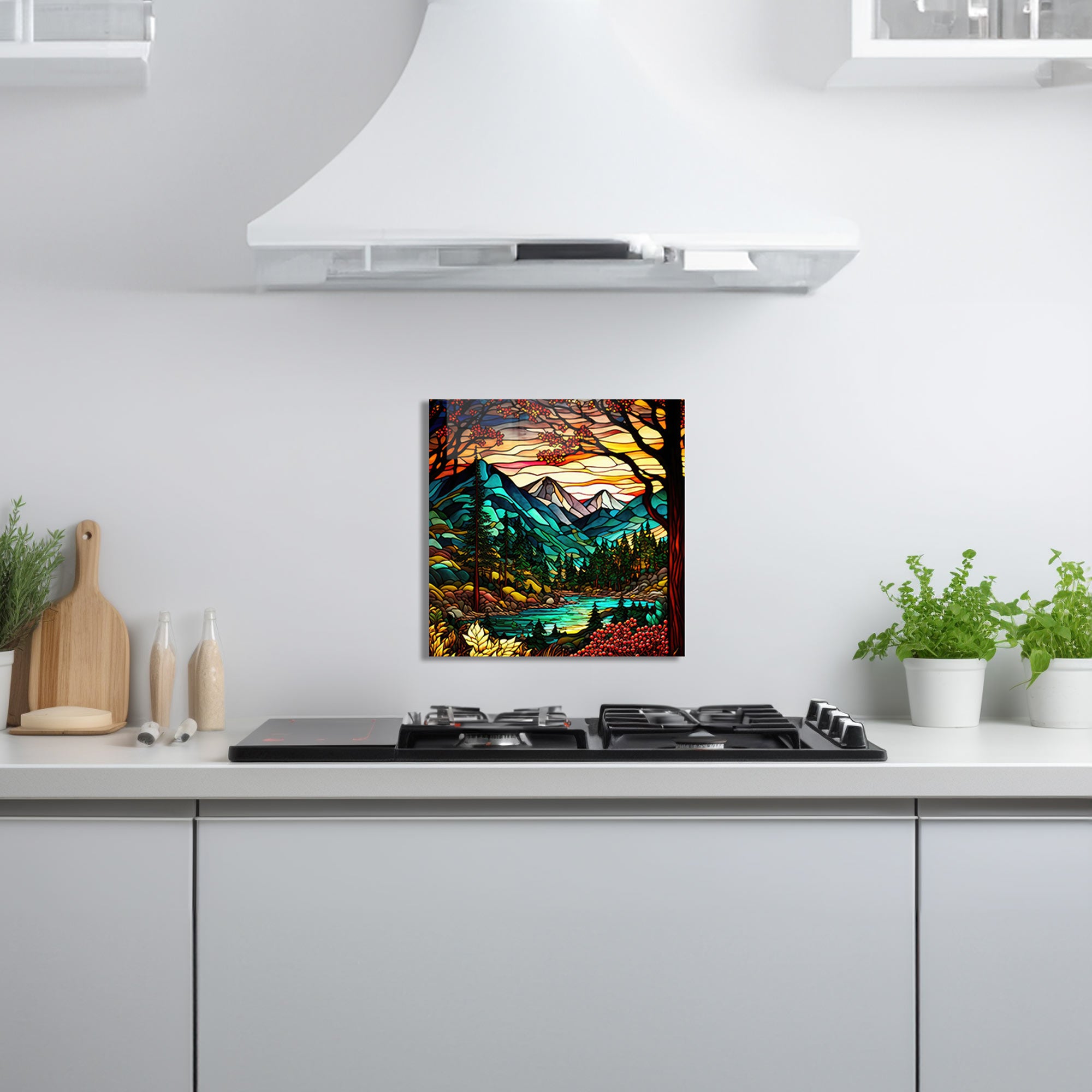 Stained Nature Glass Splashback - Elegant Kitchen Backsplash for Modern Homes | Perfect for Stoves, Countertops & Home Decor