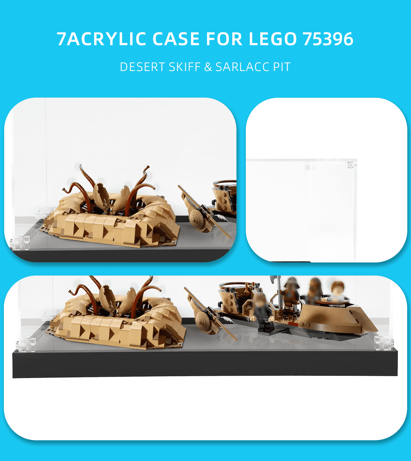 LEGO Star Wars Desert Skiff & Sarlacc Pit 75396 Display Case - Clear Acrylic Showcase for Collectible Building Set | Perfect for Home Decoration, Office Display & Gift Giving