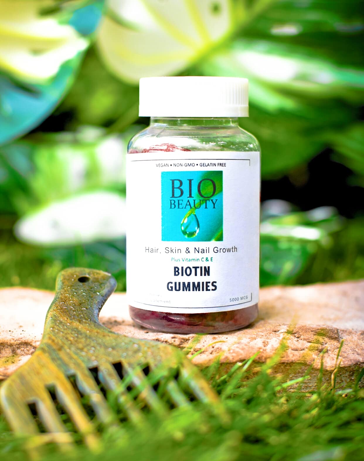 Best Vegan Biotin Gummy Vitamins for Hair Growth - Small Bite-Sized Supplement for Women & Men - Perfect for Daily Hair, Skin & Nail Care Routine