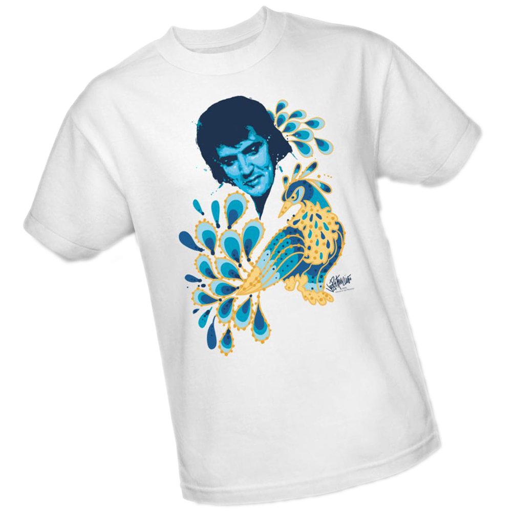 Elvis Presley Peacock Graphic Adult T-Shirt - Vintage Rock Music Fan Tee for Concerts & Casual Wear