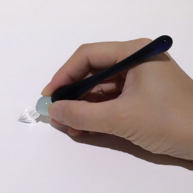Japanese Glass Dip Pen - Short Navy Blue Calligraphy Pen for Handwriting & Art, Perfect Gift for Writers, Artists & Lettering Enthusiasts - Ideal for Journaling, Scrapbooking & Creative Writing
