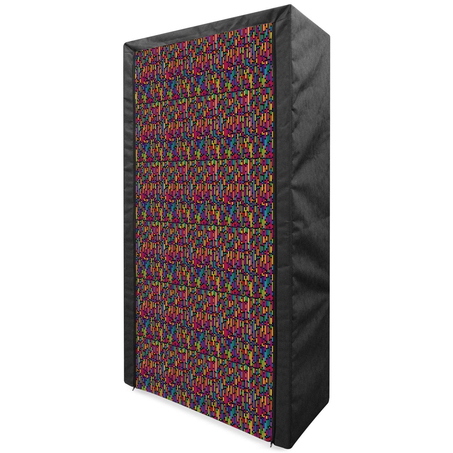 Ambesonne Colorful Portable Fabric Wardrobe - Abstract Geometric Design with Vertical Lines & Dots - 33.5