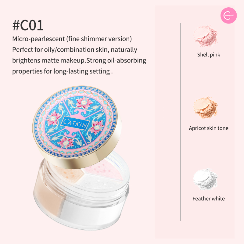 CATKIN Three Color Hibiscus Loose Powder - Long Lasting Oil Control & Pore Minimizing Face Makeup | Perfect for Daily Wear & Special Occasions