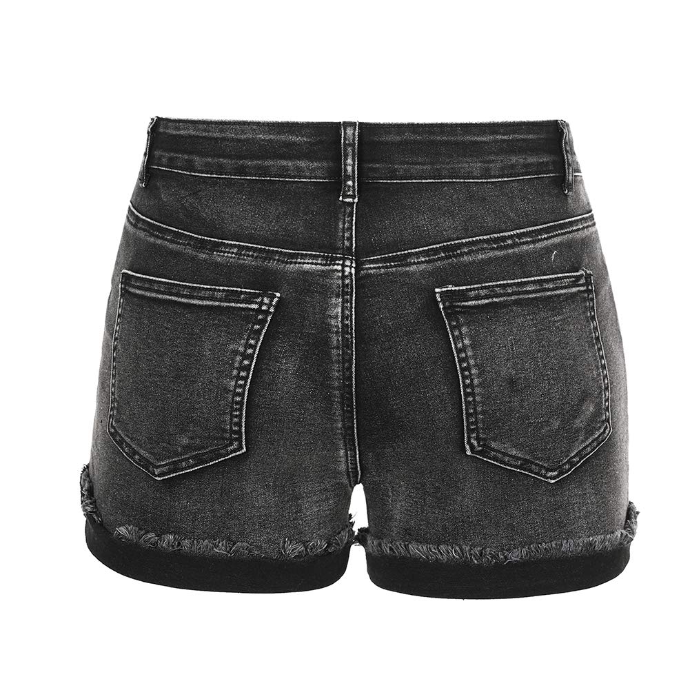 THUNDER STAR Women's Ripped Jean Shorts - Mid Rise Stretch Denim with Frayed Raw Hem | Perfect for Summer Outfits, Casual Wear & Beach Vacations