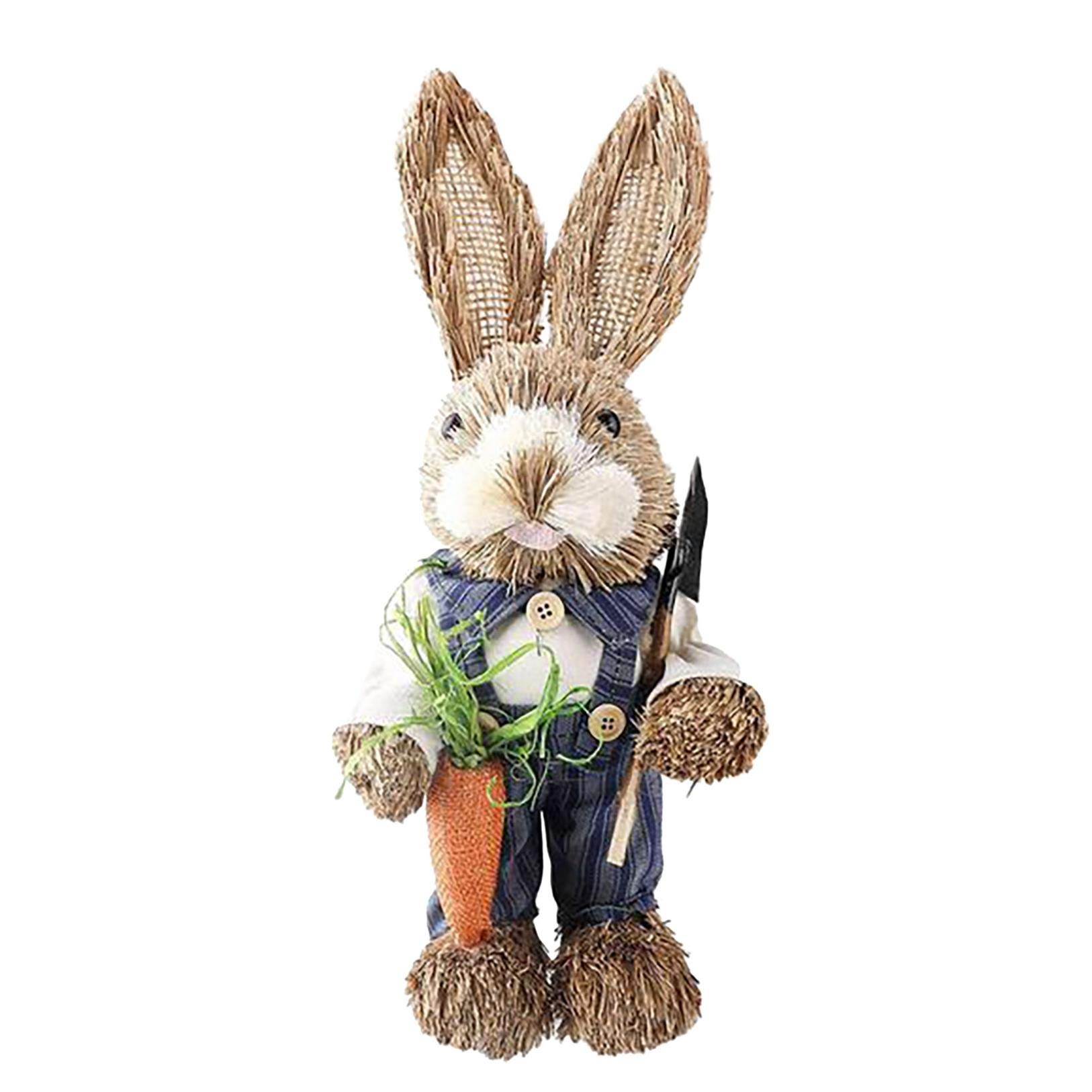 Easter Bunny Ornaments - Straw Bunny Decor for Home Garden, Creative Easter Day Decorations, Funny Easter Bunny Gift Souvenir - Perfect for Easter Home Decor, Party Favors, and Spring Festival Gifts