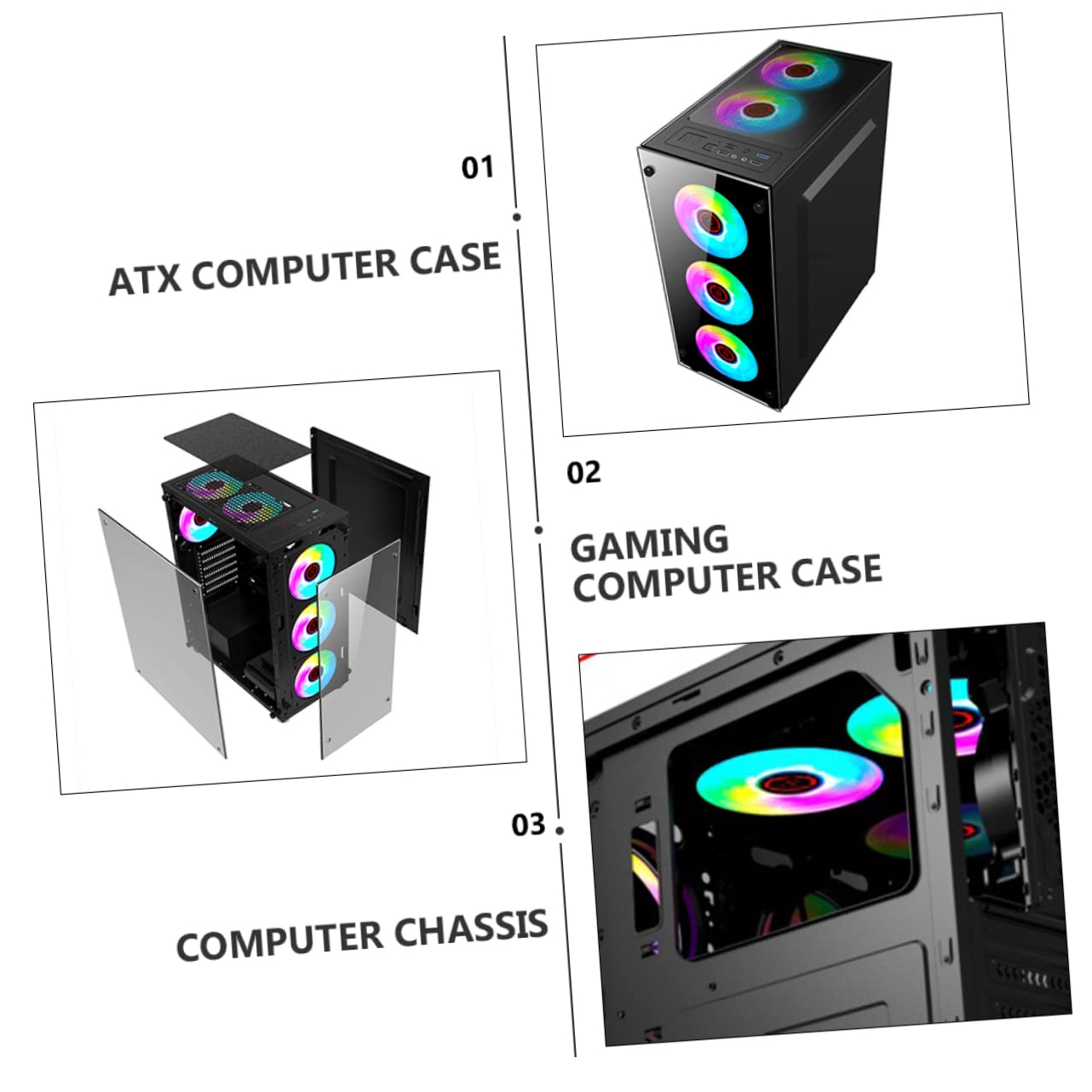 Lurrose ATX Mid Tower Gaming PC Case - Tempered Glass Side Panel, High Airflow Design for MATX/ATX Motherboards - Perfect for Gaming Rigs & Workstations