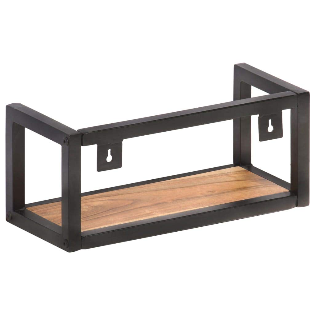 SKM 2-Pack 15.7 Inch Solid Acacia Wood Wall Shelves - Rustic Floating Shelves for Living Room, Bedroom, Kitchen & Bathroom Storage & Decor
