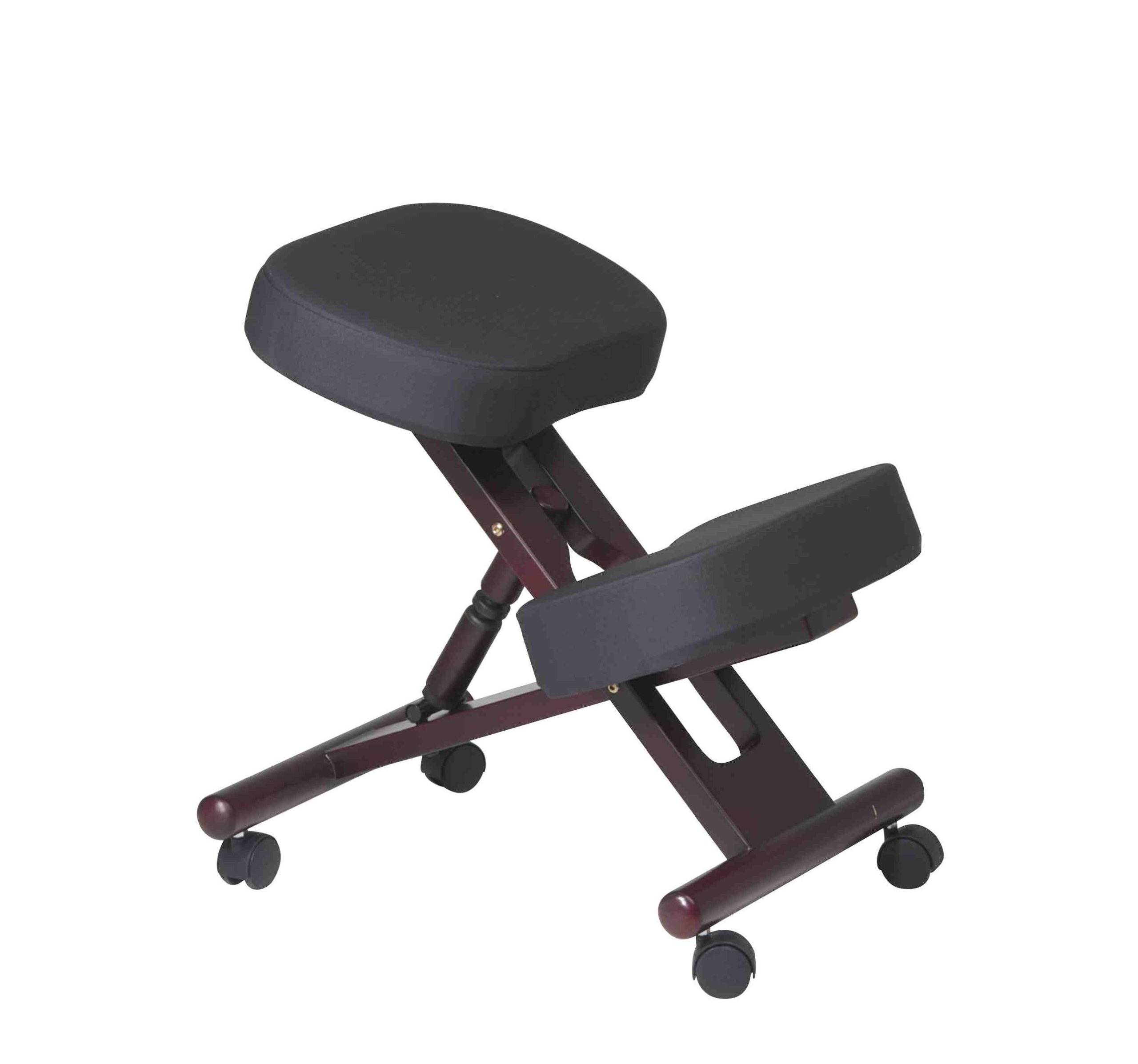 Office Star KC Series Ergonomic Adjustable Knee Chair with Memory Foam Padding & Casters - Mahogany Wood Base - Perfect for Home Office, Meditation & Posture Correction