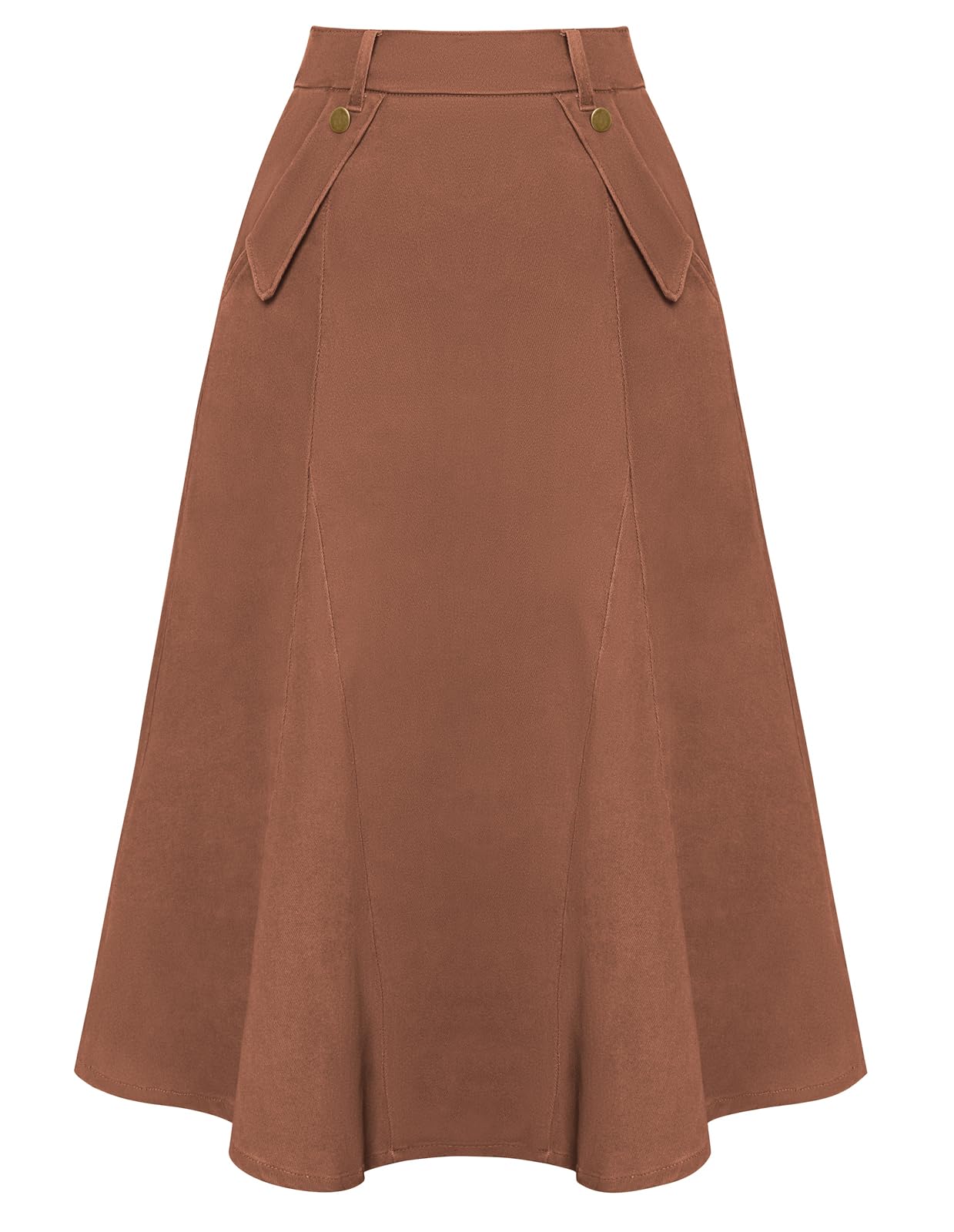 Belle Poque Women's Vintage High Waist Denim Skirt - Stretchy A-Line Long Maxi Jean Skirt with Pockets | Casual Outfit, Boho Style, Summer Fashion