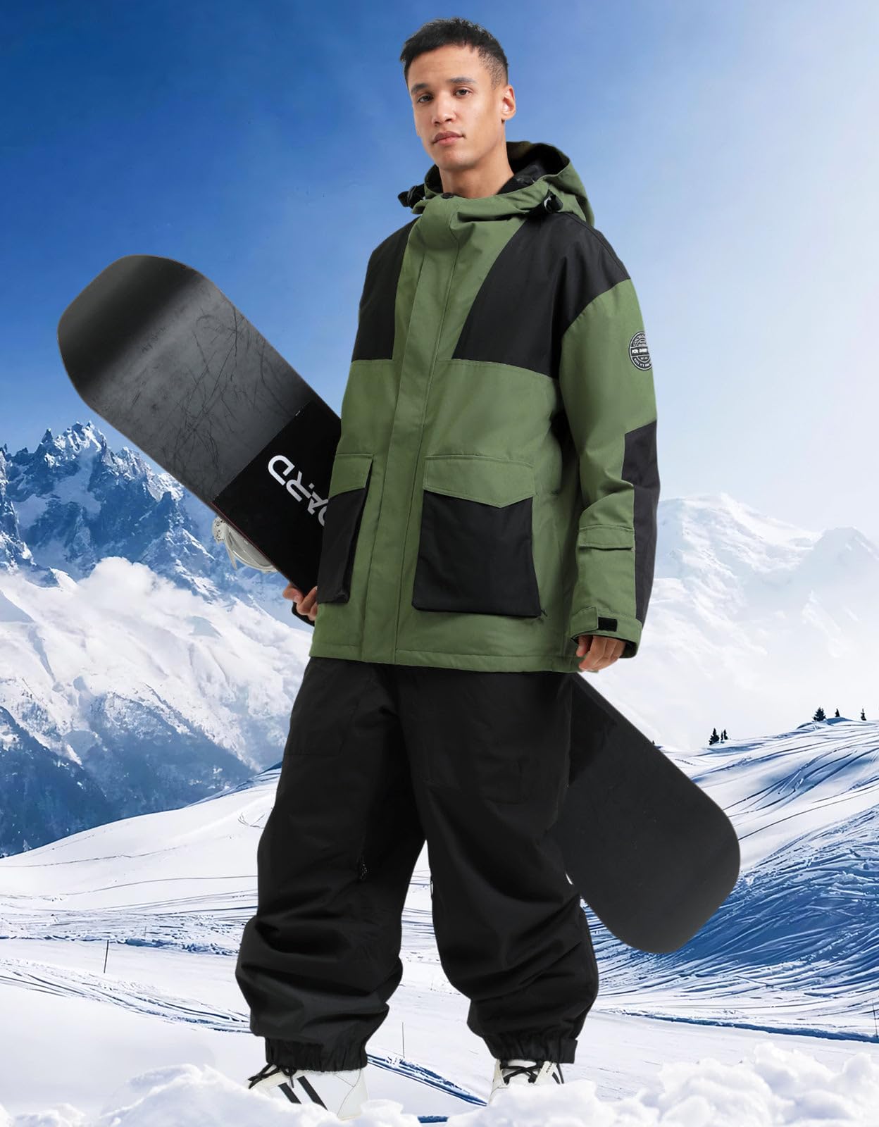 GSOU SNOW Men's Waterproof Ski Jacket - Winter Snowboard Coat with Hood for Warmth & Protection | Ideal for Skiing, Snowboarding & Outdoor Winter Activities