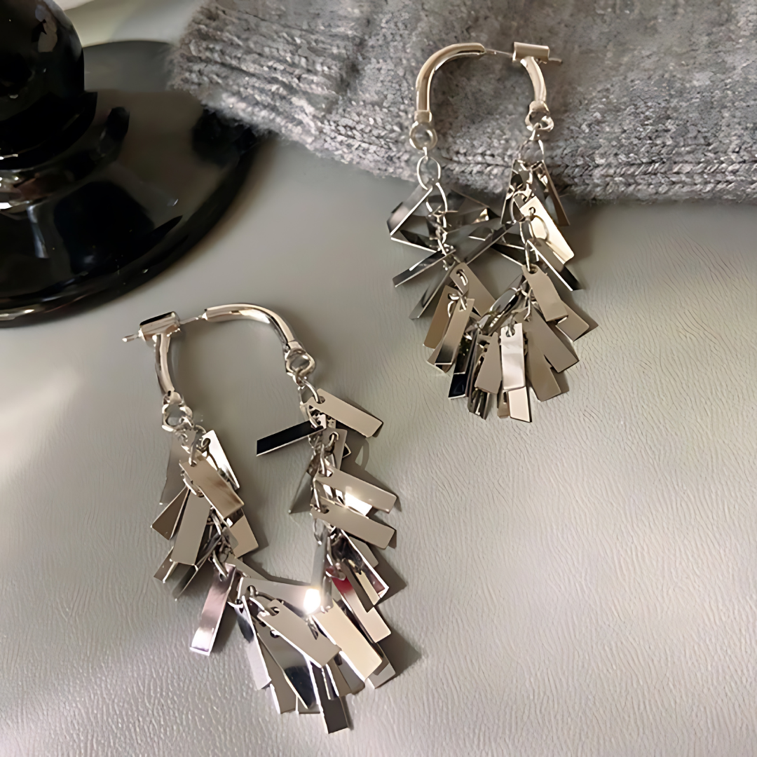 Stylish Geometric Tassel Hoop Earrings for Women | Trendy Boho Dangle Earrings | Gold & Silver Statement Jewelry | Perfect for Parties, Weddings & Everyday Wear (A7886)