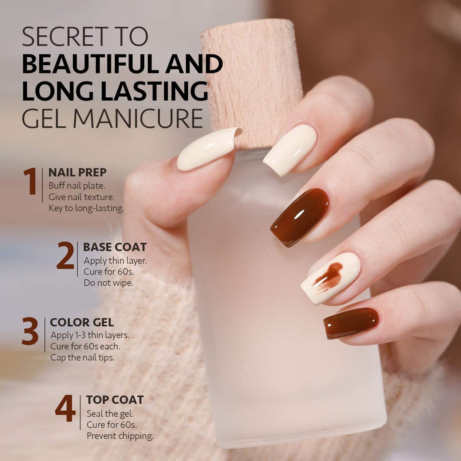 GAOY Gel Nail Polish Set - 16ml 2 Colors (2078 & 2079) Milky Coffee Brown & Caramel Macchiato Soak Off UV Gel for DIY Nail Art & Home Manicure | Perfect for Salon-Quality Nails at Home, Bridal Parties & Special Occasions