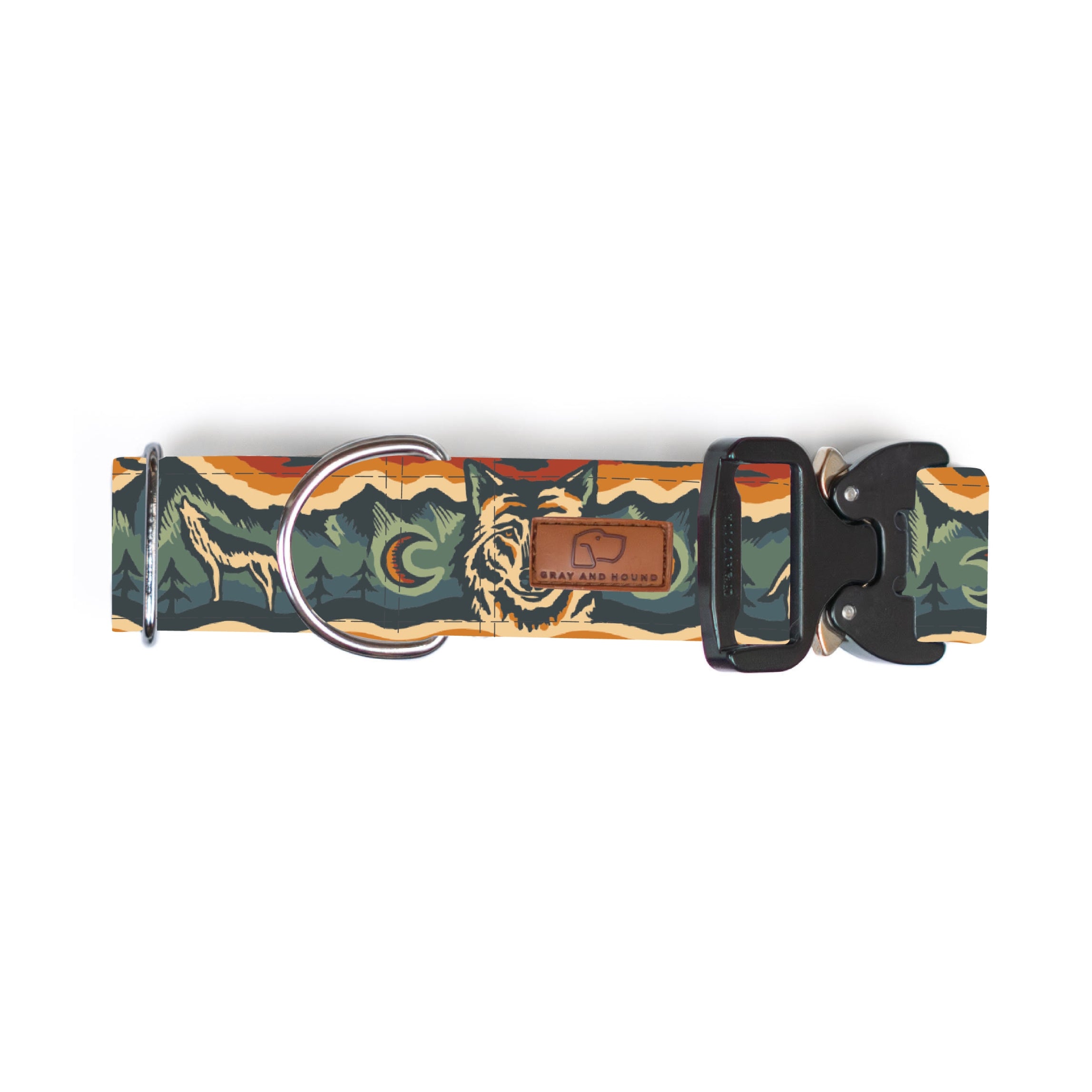 Desert Wolf Dog Collar - Handmade Leather Pet Collar with Unique Artistic Design | Durable & Adjustable for Large Dogs | Perfect for Outdoor Adventures, Hiking & Daily Walks