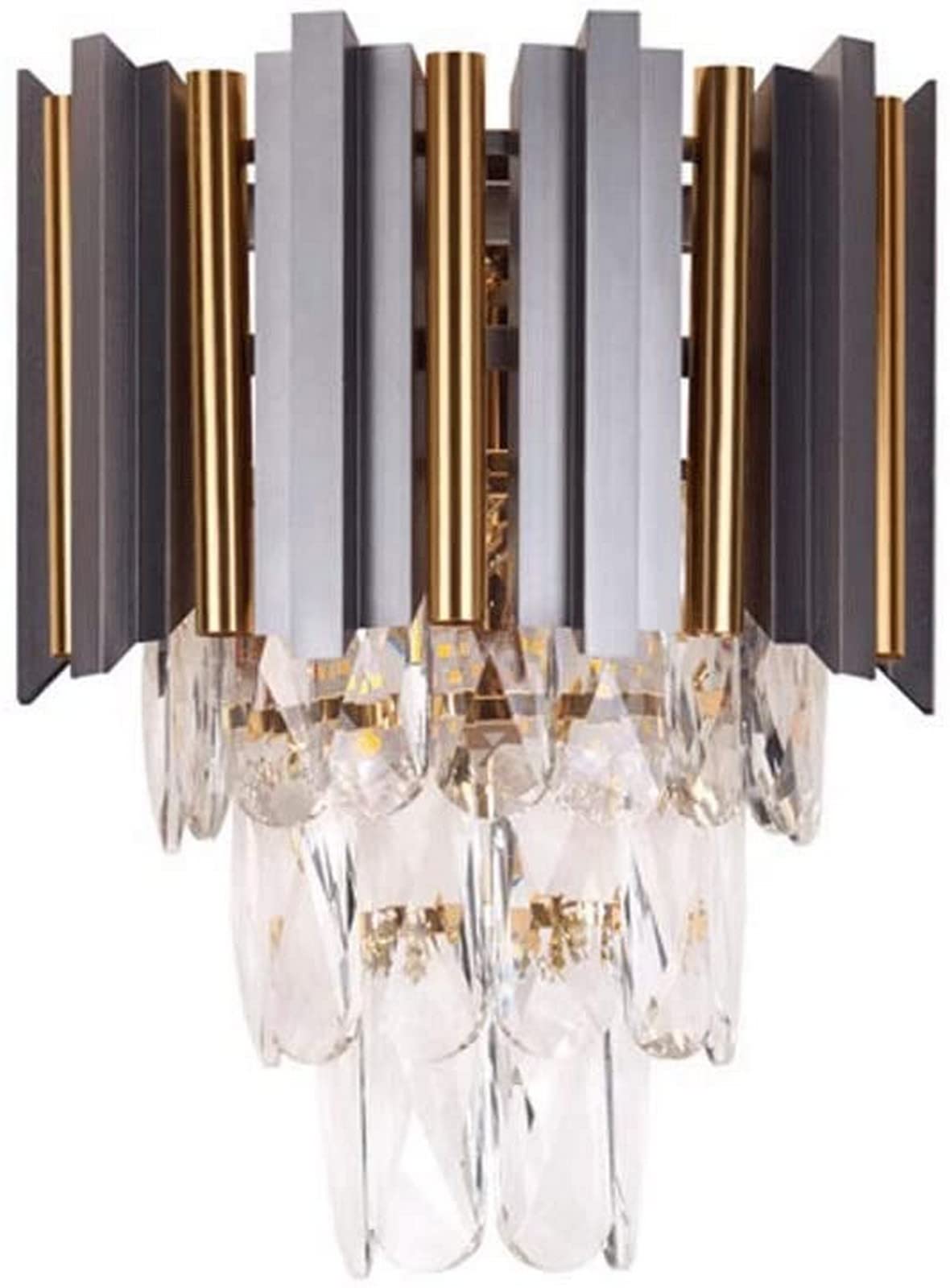 Modern Crystal Wall Sconce - 3-Tier Flush Mount Wall Light with Metal Frame & Crystal Lampshade (22cm Diameter) - Easy Installation for Bedroom, Living Room, Hallway & Bedside Decor - Perfect for Ambient Lighting, Romantic Settings & Home Interior Accents
