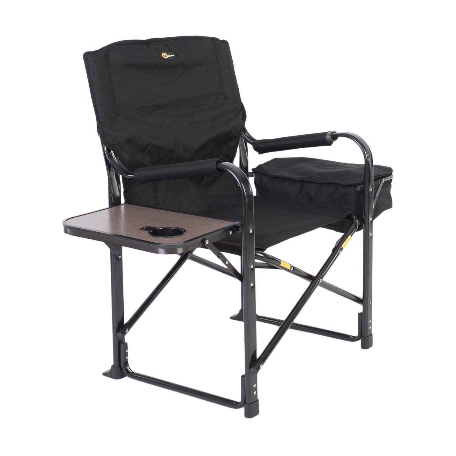 FAULKNER 49580 El Capitan Folding Director Chair with Tray & Cooler Bag - Portable Camping Chair for Outdoor Movies, Beach, Picnics & Tailgating - Black