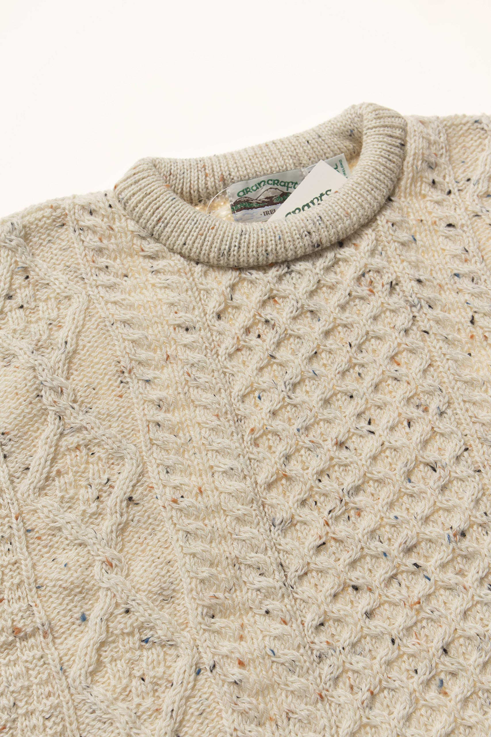 Aran Crafts Irish Soft Cable Knit Unisex Wool Sweater - 100% Pure New Wool Crewneck Pullover for Men & Women | Cozy Winter Wear, Christmas Gift, Casual Outfit