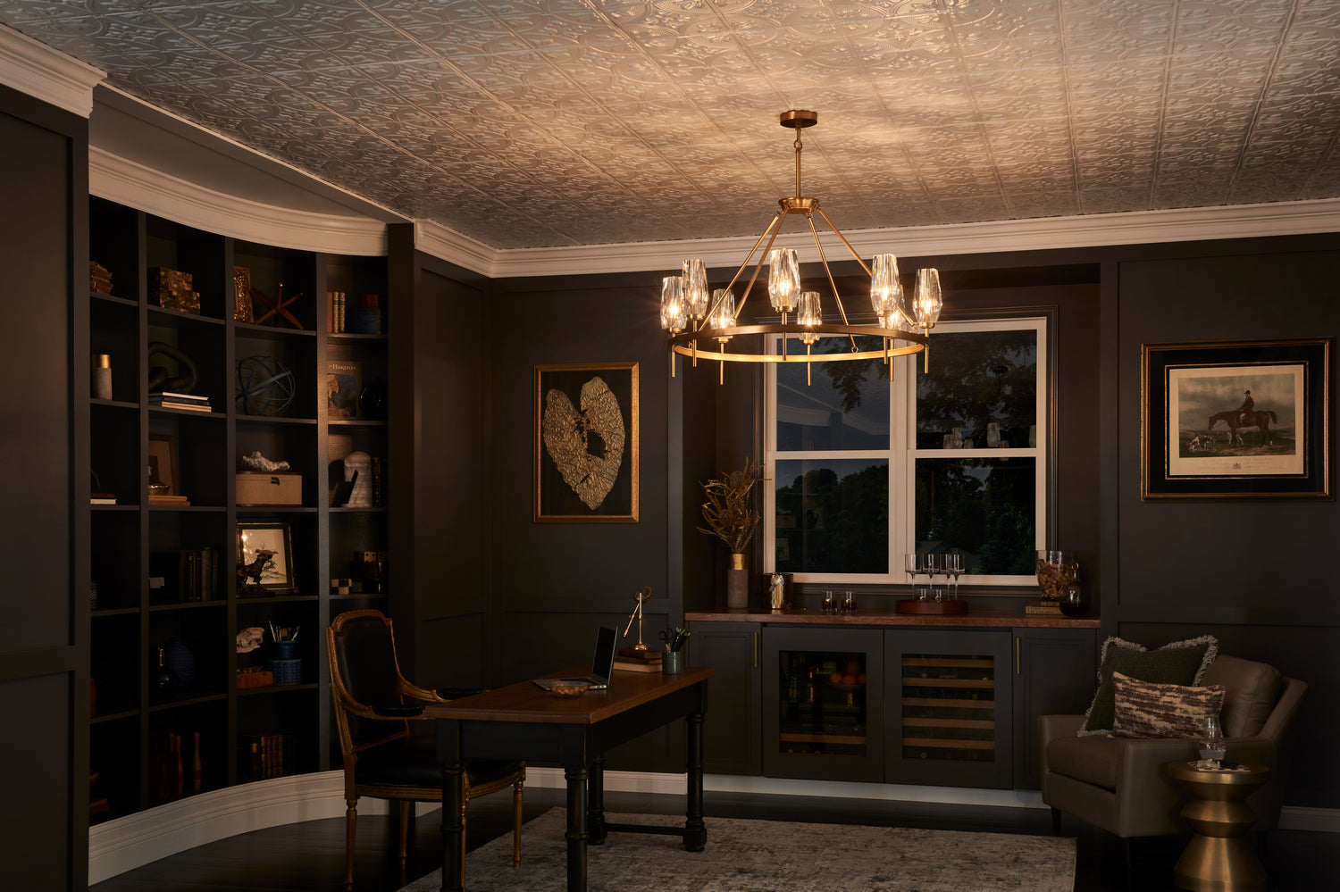 Ana LED Chandelier in Heritage Brass - Modern Crystal Ceiling Light Fixture for Dining Room, Bedroom & Living Room Lighting