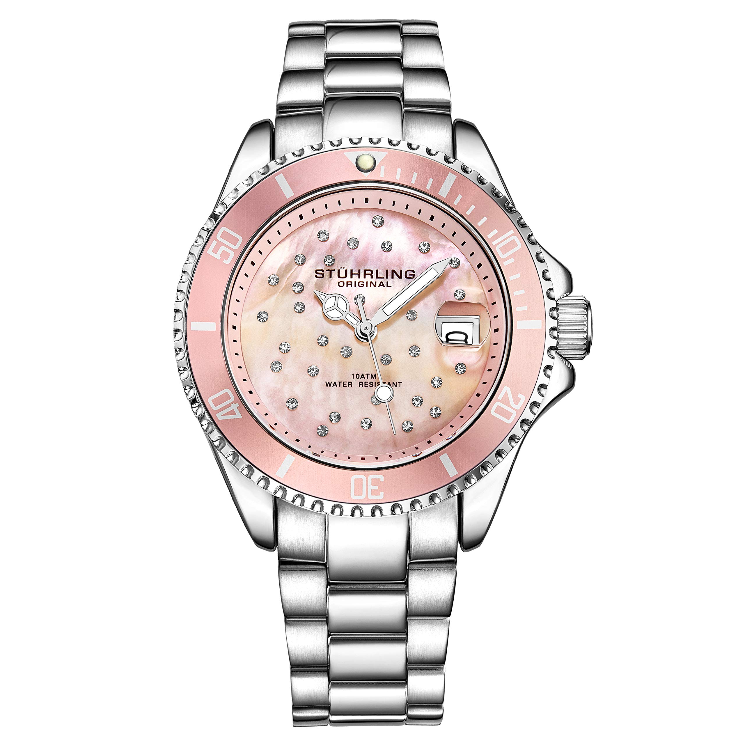 Stuhrling Original Women's Dive Watch - Stainless Steel Sport Watch with Quartz Movement, Analog Dial & Date Display for Swimming, Diving & Everyday Wear | Ladies Dress & Casual Watch Collection
