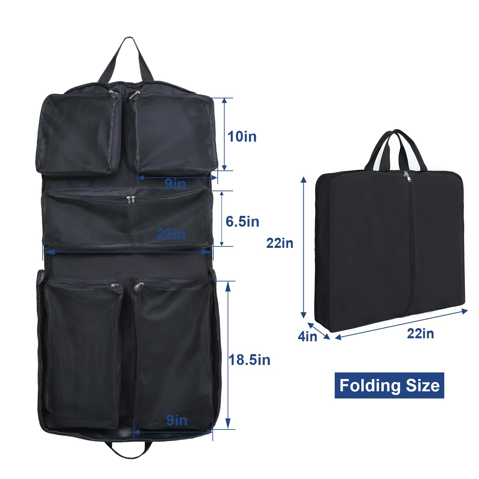 Best Garment Bag for Travel - Large Foldable Suit Organizer Carry On Bag - Perfect for Business Trips, Weddings & Vacations