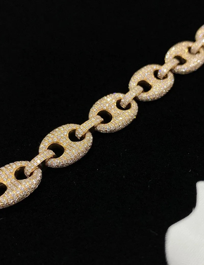 18K Yellow Gold Pig Nose Diamond Bracelet for Women - 4.75 Carat Real Natural Diamonds, Elegant Party Jewelry Gift for Anniversary, Wedding & Special Occasions