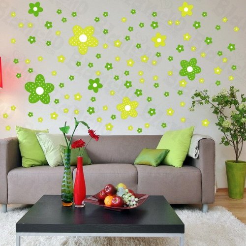 Green Floral Wall Decals - Large Peel and Stick Vinyl Stickers for Home Decor | Perfect for Living Room, Bedroom & Nursery Wall Art