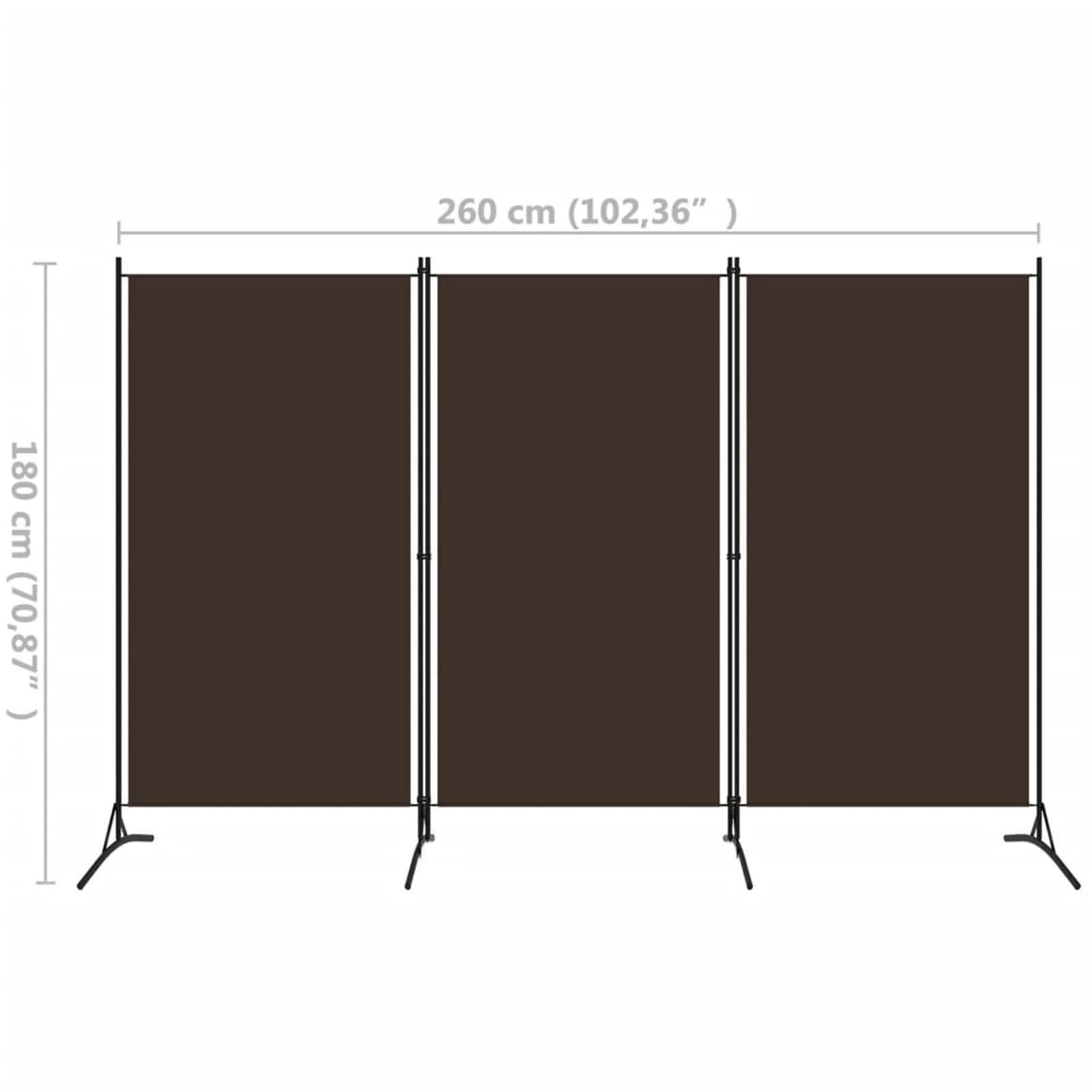 Tidyard 3-Panel Folding Room Divider - Freestanding Fabric Partition Screen with Sturdy Iron Frame, Brown - 102.4